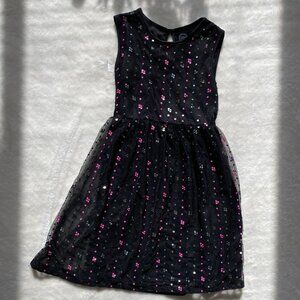 Wondernation Girls Black Sequin Party Dress Sleeveless Size 7/8 Birthday Dress
